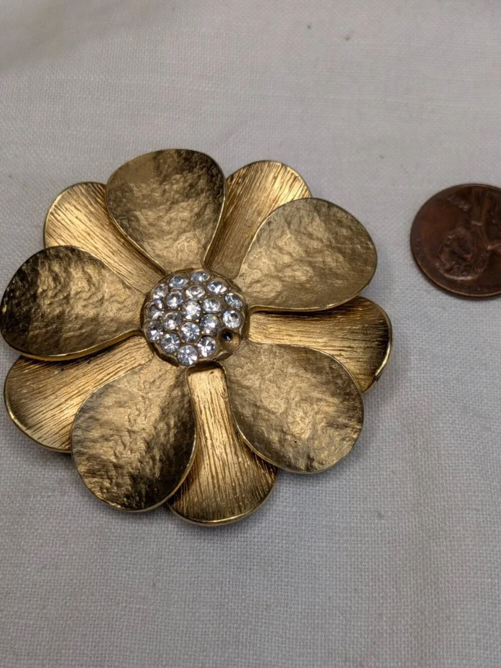 Premier Designs Gold‑Tone Flower Brooch & Magnetic Enhancer